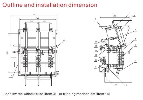 12kv Indoor Use Vacuum Load Switch Fzn21-12, Fzrn21-12 Series Switch Fuse Combination