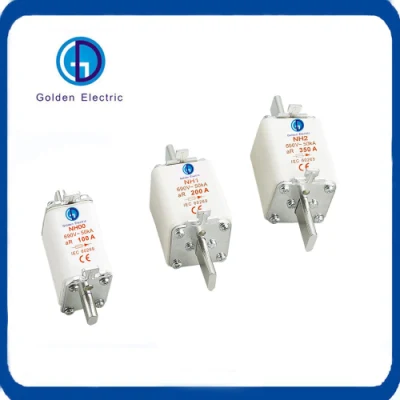 Fusibile HRC serie Nh AC690V 100A 200A 350A 500A Fusibile a lama in ceramica Inserto fusibile quadrato Fusibile DIN ad alta velocità